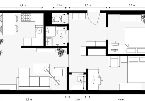 Byt 3+1, 72 m², Litevská, Kladno — Kročehlavy — půdorys 1